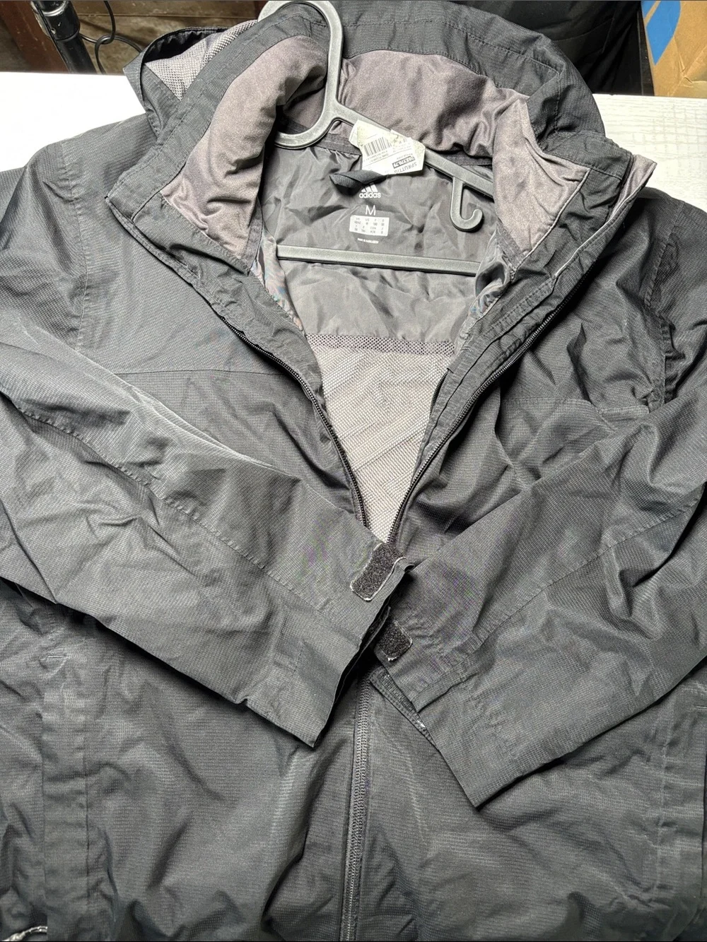 adidas Men’s Black Hooded Raincoat Jacket